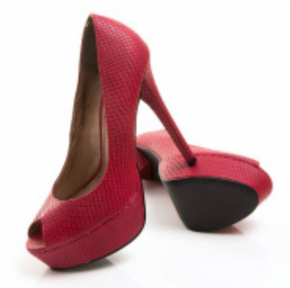 Red Peep Toe Pumps